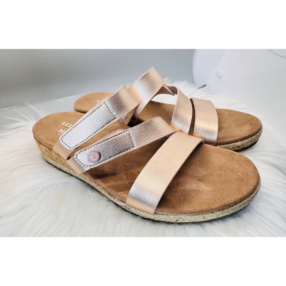 Martha Stewart x Skechers Breezie Metallic Slide Sandals Women’s US 8 Cork Wedge